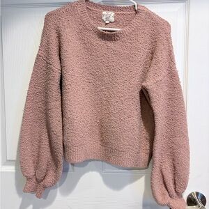 Hippie Rose Dusty Rose Bouclé Crewneck Sweater size Small